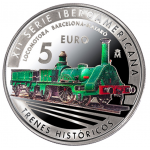 Espanha 5€ Comboio Histórico Prata Proof 2020